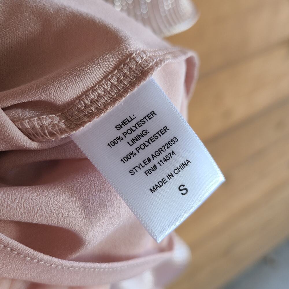Anthropologie Estelle Dress Blush Pink Tiered Bridesmaid Pastel Metallic NWT S - Picture 7 of 7